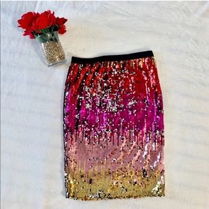 NWOT Forever 21 Colorful Sequin Pencil Skirt